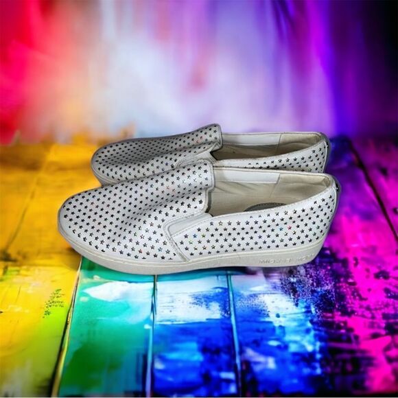 Michael Kors White Leather Stars Sneakers Sz 8 (38.5) - Picture 10 of 11